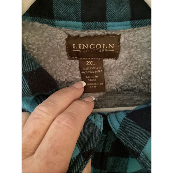 Lincoln Outfitters Plaid Flannel Boyfriend Shirt Shacket Sz 2XL Blue - Picture 3 of 7